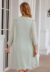 Knee-Length Chiffon Mother of the Bride Dress with Pleated and Jacket, Scoop Neck A-line