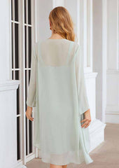 Knee-Length Chiffon Mother of the Bride Dress with Long Sleeves Jacket, Sweetheart Sleeveless A-line