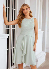 Knee-Length Chiffon Mother of the Bride Dress with Pleated and Jacket, Scoop Neck A-line