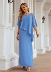 Ankle-Length Chiffon Mother of the Bride Dress, Sleeveless Scoop Neck Sheath/Column