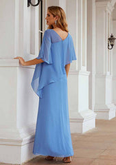Ankle-Length Chiffon Mother of the Bride Dress, Sleeveless Scoop Neck Sheath/Column