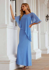 Ankle-Length Chiffon Mother of the Bride Dress, Sleeveless Scoop Neck Sheath/Column
