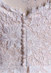 Off-the-Shoulder Sleeveless Tea-Length Lace Wedding Dress, A-line