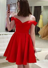 A-line Off-the-Shoulder Mini Satin Homecoming Dress