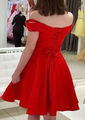 A-line Off-the-Shoulder Mini Satin Homecoming Dress