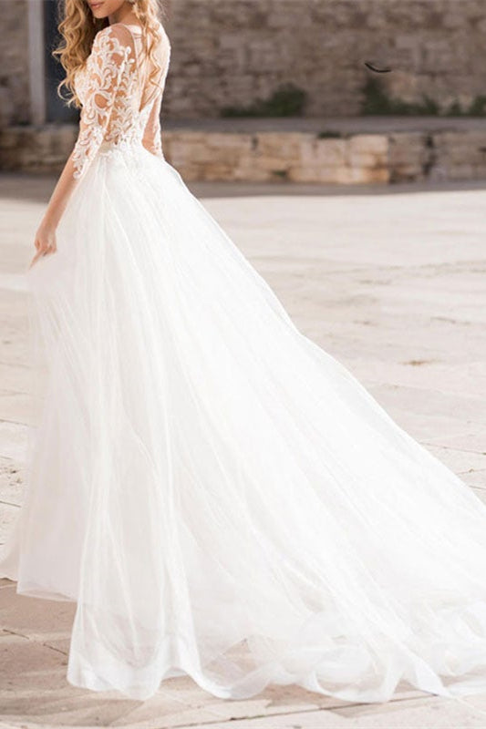 Mermaid Wedding Gown with Long Lace Sleeves