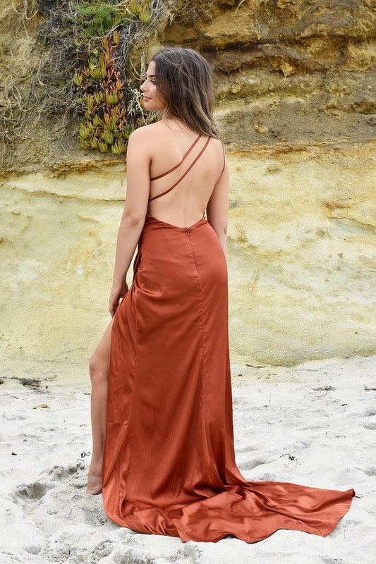 Burnt orange Prom Dress Mermaid with Slit