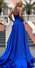 Halter V-Neck Slit Prom Dress Long Evening Party Gowns On Sale