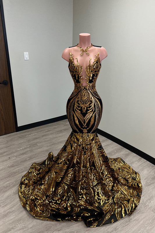 Heavy Evening Dress Sleeveless Sequins Mermaid Strapless Appliques