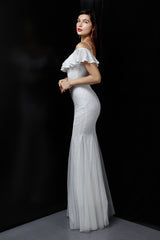 Spaghetti-Straps Mermaid Sequins Prom Dress With Ruffles