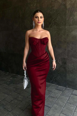 Black Sleeveless Strapless Sweetheart Mermaid Prom Dress