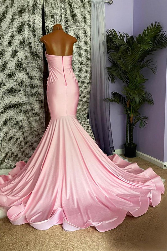 Classic Pink High Neck Prom Dress Mermaid Sleeveless With Crystals