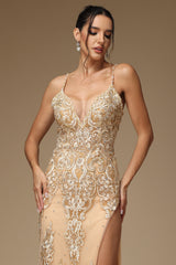 Beach Prom Dress V Neck Sleeveless Boho With High Slit