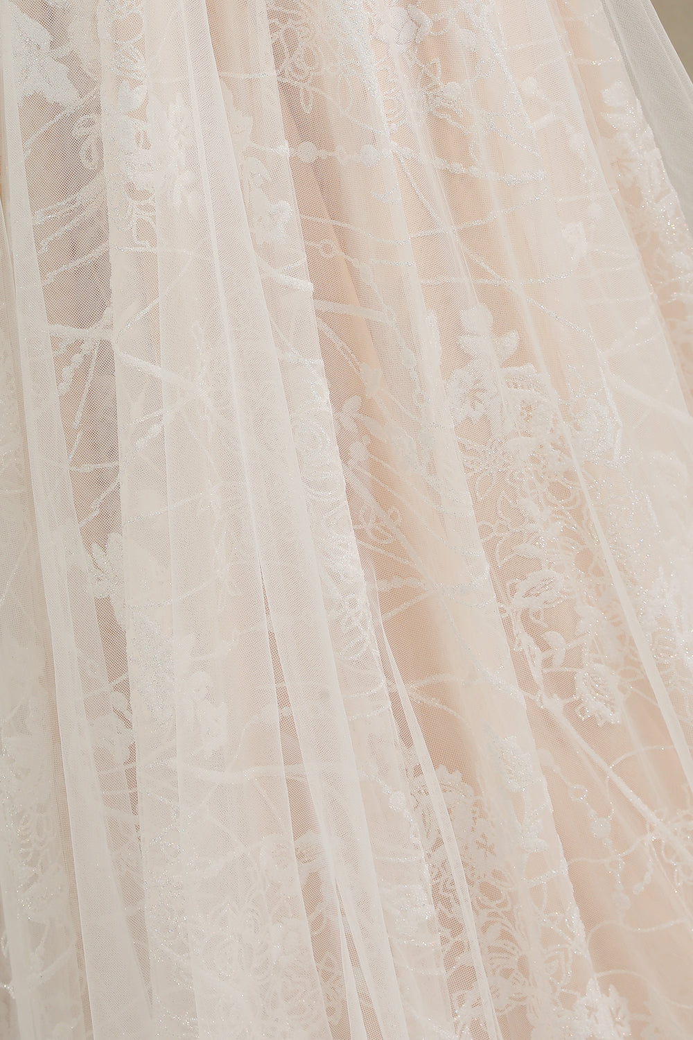 Elegant Long-Sleeve Illusion Wedding Gown in Sheer Tulle with Lace
