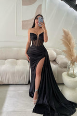 Fabulous Sweetheart Sleeveless Mermaid Prom Gown With Split Beadings Ruffles