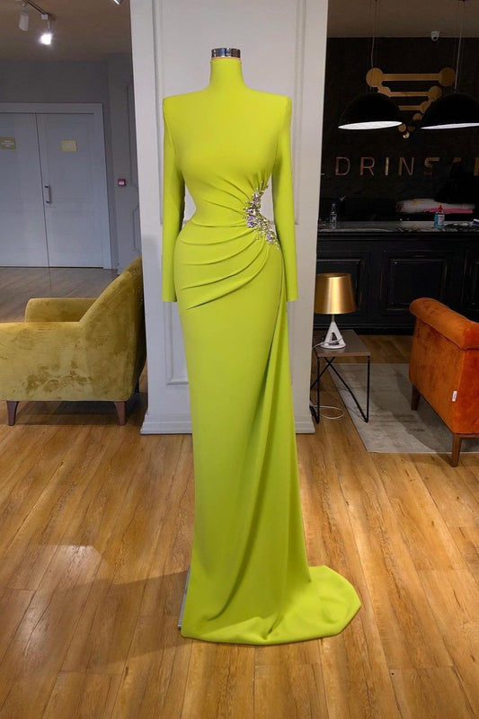 HIgh Neck Long Sleevess Prom Dress Long Mermaid Evening Gowns