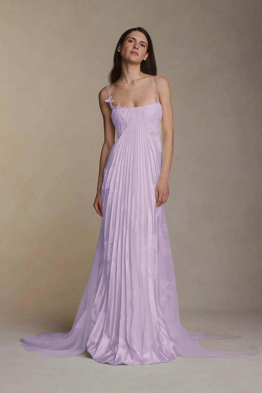 Gorgeous Ivory Appliqued Pleated Satin Backless Prom Dress