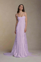 Gorgeous Ivory Appliqued Pleated Satin Backless Prom Dress