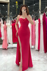 Black Evening Dress Spaghetti Strap Sweatheart With High Slit