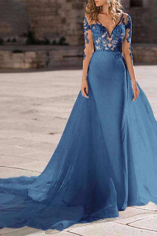 Mermaid Wedding Gown with Long Lace Sleeves