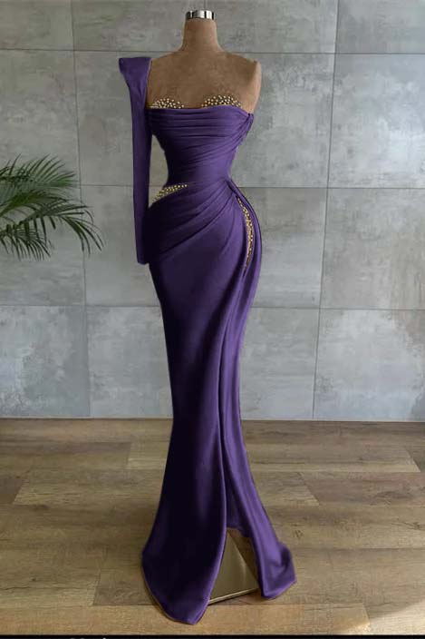 Asymmetrical Prom Dress with Beads