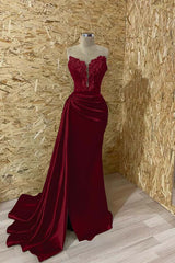  Sleeveless Mermaid Prom Dress Split with Appliques
