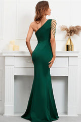 Gorgeous Beadings Mermaid Split Evening Dress With One Shoulder On Sale