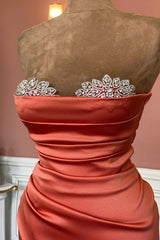Gorgeous Strapless Mermaid Prom Dress Beads Pleated With Split