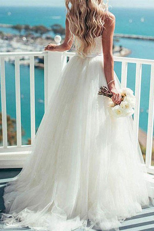 Wedding Dress with Spaghetti-Straps in Tulle