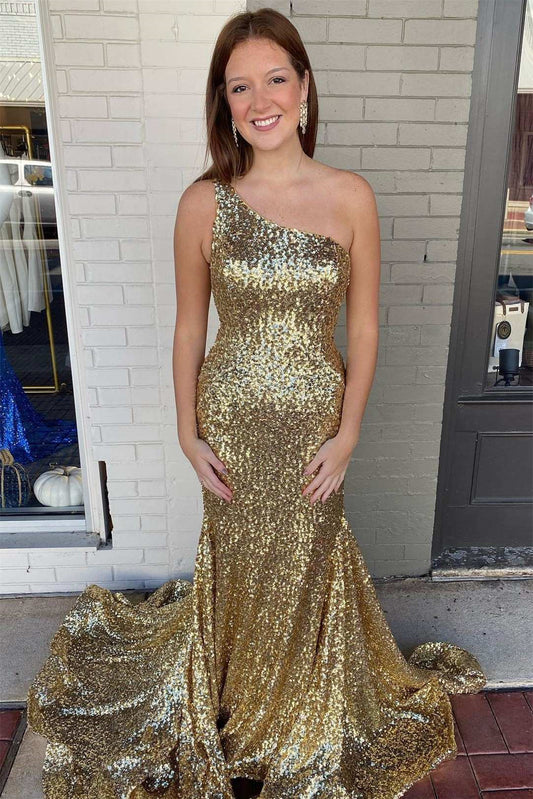 Gorgeous One Shoulder Mermaid Prom Dress With Sequins