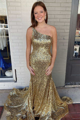 Gorgeous One Shoulder Mermaid Prom Dress With Sequins