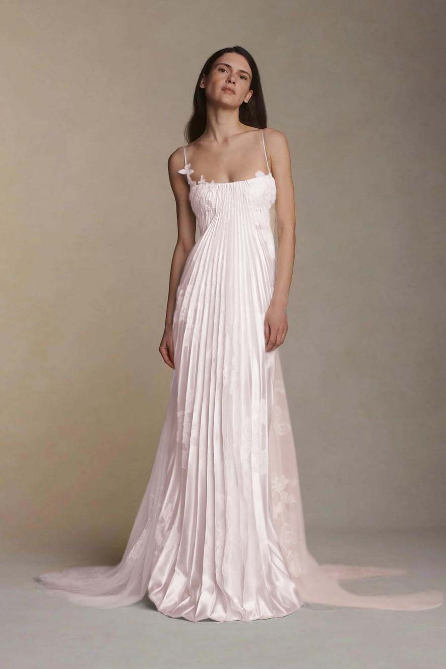 Gorgeous Ivory Appliqued Pleated Satin Backless Prom Dress