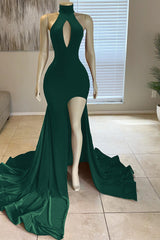 Glorious Red Front Split Mermaid High-Neck Prom Dress Online