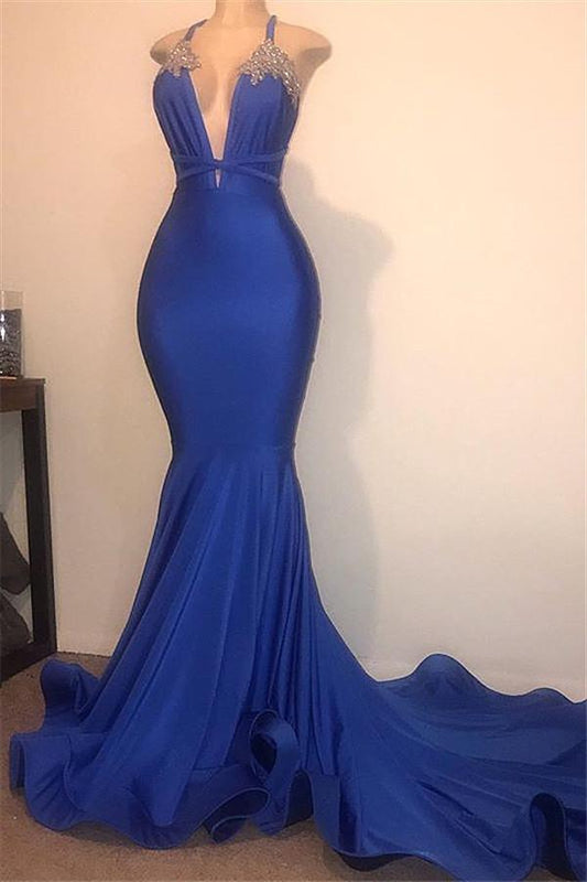 Halter Mermaid Prom Dress Elegant Long Party Gowns Appliques