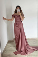Classy Off-the-Shoulder Mermaid Long Prom Dress With Ruffles
