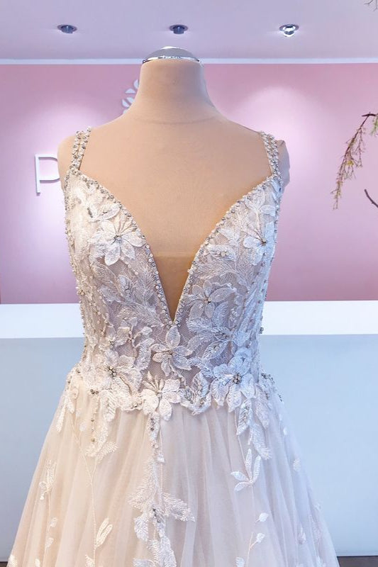 A-Line Vintage Sweetheart Wedding Dress with Lace Tulle Appliques
