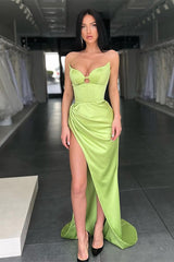 Modern Sage Sweetheart Mermaid Prom Dress Long With Slit