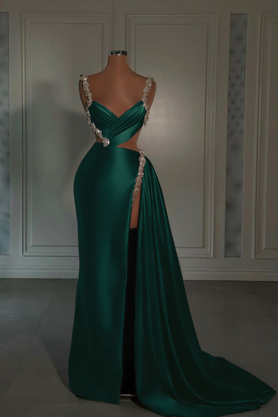 Glamorous Pink Prom Dress Sweetheart Spaghetti Strap With High Slit Trail