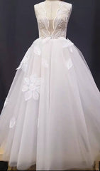 Sleeveless Tulle Wedding Dress with Embrodiary