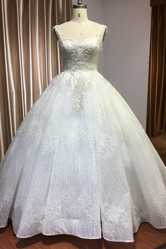 Elegant Sweetheart Ball Gown with Pleated Straps and Sequins