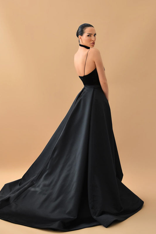 New Arrival Deep V-Neck Black Prom Dress Sleeveless With Split Long