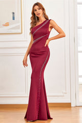 Elegant Mermaid One Shoulder Evening Dress With Beads Online