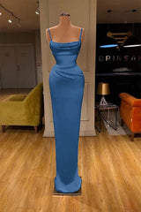 Red Spaghetti-Straps Prom Dress Long Mermaid Simple Dress