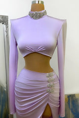 Long Sleevess HIgh Neck Prom Dress Mermaid With Beads