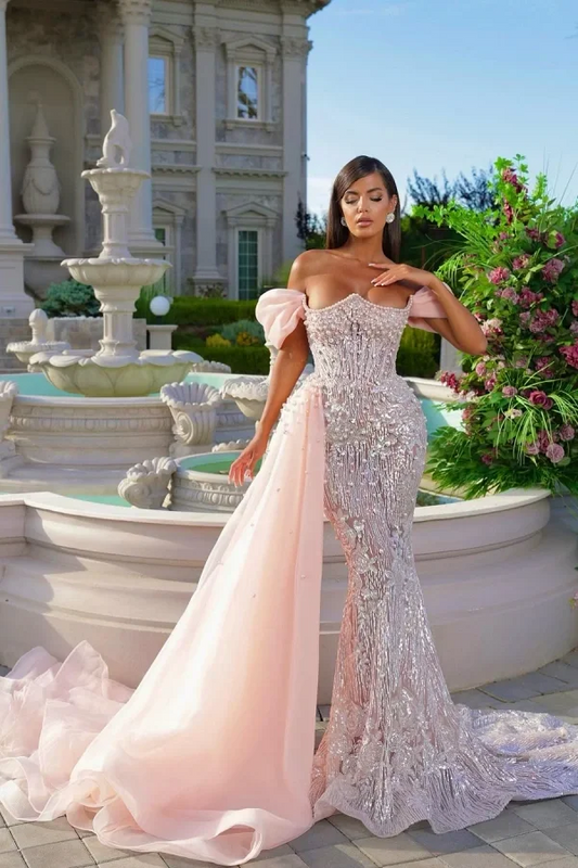 Charming Sleeveless Strapless Off-Shoulders Mermaid Prom Dress
