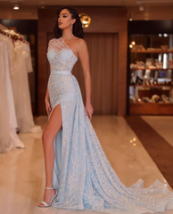 Charming Sleeveless Strapless Sweetheart One-Shoulders Mermaid Prom Dress