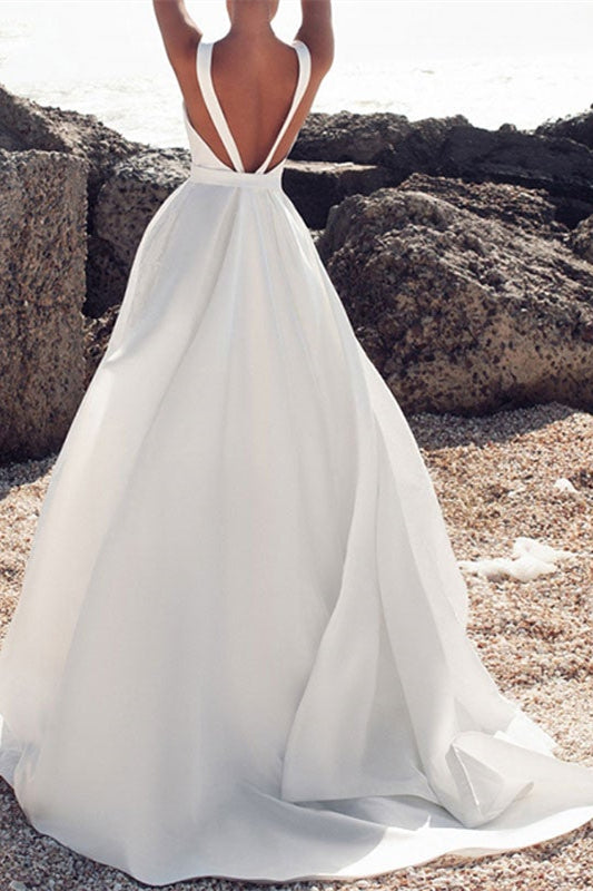 White Bridal Gown Without Sleeves