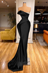  Red Strapless Mermaid Prom Dress Long Pleated with Beads