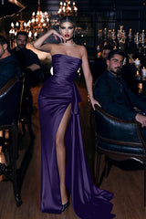 Royal Blue Mermaid Prom Dress Straps Long with Slit