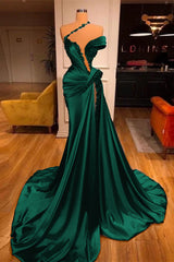  Off-the-Shoulder Mermaid Prom Dress Long Beadings with High Split